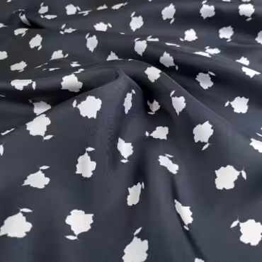 markowy jedwab w drobne wzory zgaszony granat z bielaA