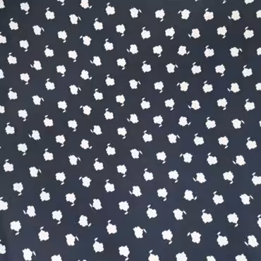 markowy jedwab w drobne wzory zgaszony granat z bielaB