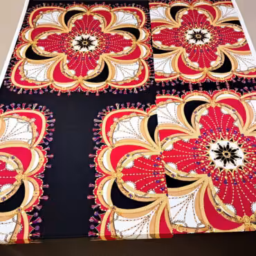 jedwab wzor mandale malinowa czerwien panel 200cmB