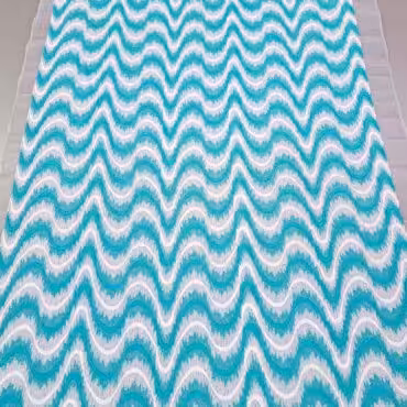 tkanina koronka fale na organzie turkusowy blekit z bielaB