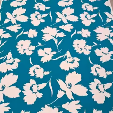 bawelna z elastanem niebieska w biale kwiatyB