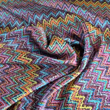 kolorowy jedwab w zygzaki satyna z elastanemA