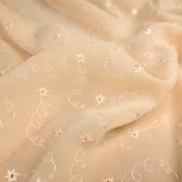 szyfon haftowany kremowy wzor drobne kwiatkiA