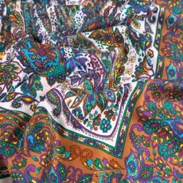 kolorowa wiskoza premium wzory paisley w kwadratachA