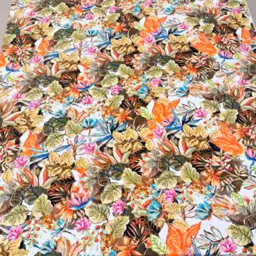 kolorowa bawelna we wzory duze liscie i kwiatyB