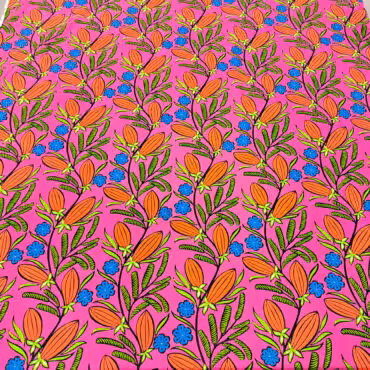 bawelna z elastanem rozowa wzor duze kwiatyB