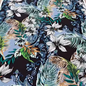 jedwab we wzory kwiaty tropikalne elastyczny matowyB