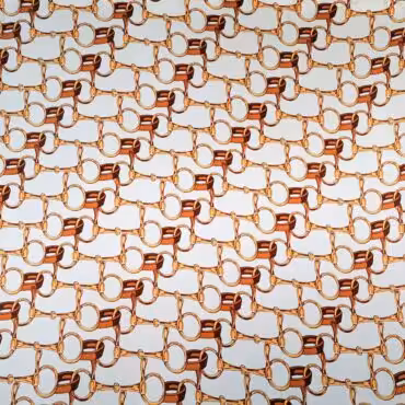 jedwab satynowy elastyczny motyw konie wzor wedzidlaB