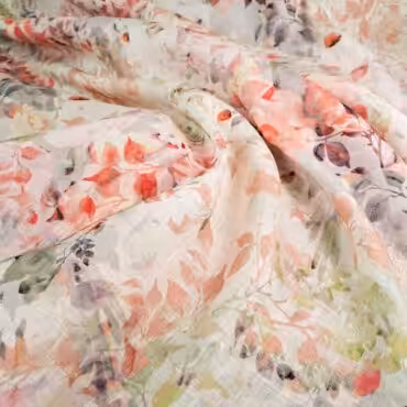 len tkanina naturalna wzor pastelowe listkiA