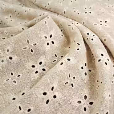 len haftowany bezowy naturalny z wiskozaA