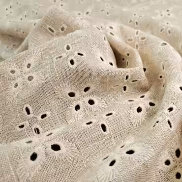 len haftowany bezowy naturalny z wiskozaB