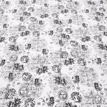 len z wiskoza wzor zodiak czarno-bialyB