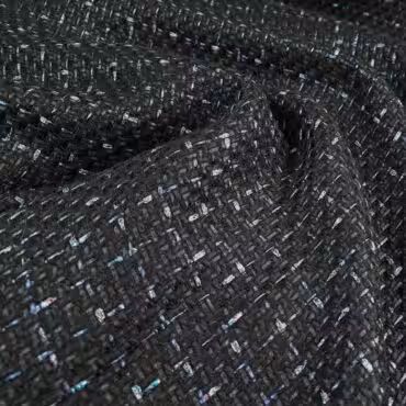 czarna chanelka premium z metaliczna nicia granatowaA