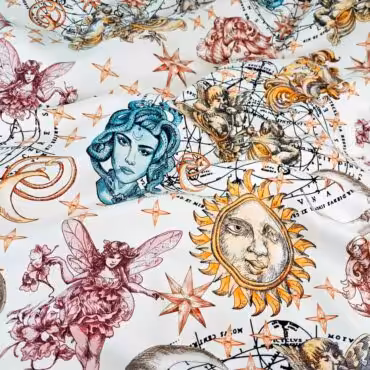 biala wiskoza w kolorowe wzory zodiakA