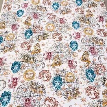 biala wiskoza w kolorowe wzory zodiakB