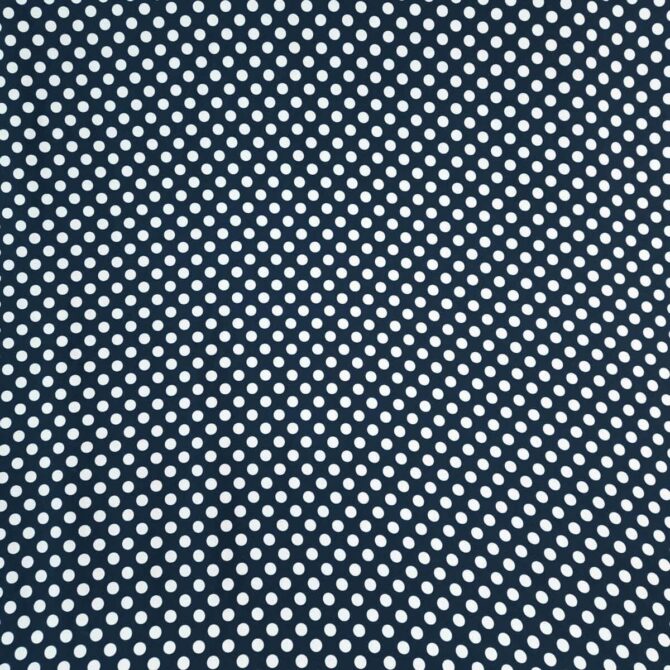 rayon tkanina granatowa w biale groszki polka dotB
