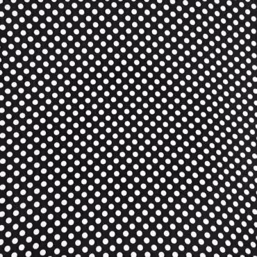 rayon material czarny w biale groszki polka dotB