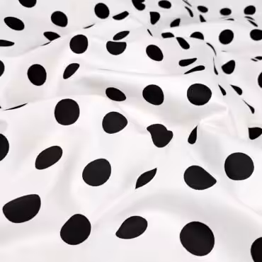 bawelna biala w czarne grochy polka dot elastycznaA