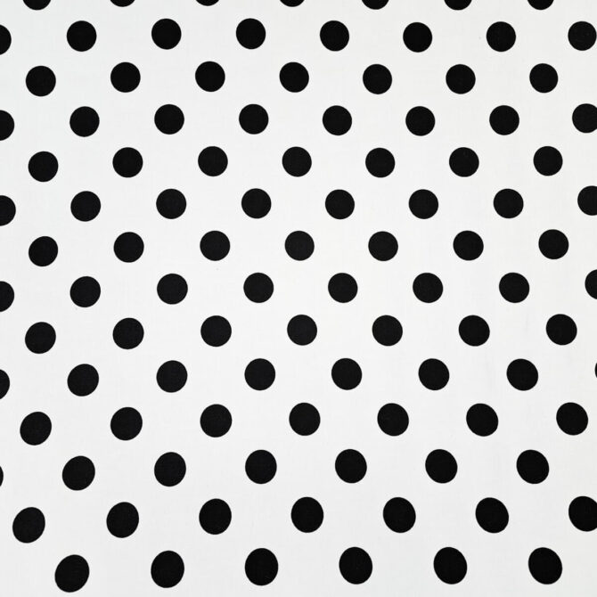 bawelna biala w czarne grochy polka dot elastycznaB