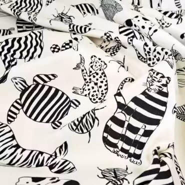 bawelna elastyczna wzor zwierzeta czarno-biale grafikaA