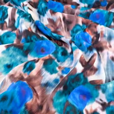 Jedwab w niebieskie kwiaty malarskie elastyczny