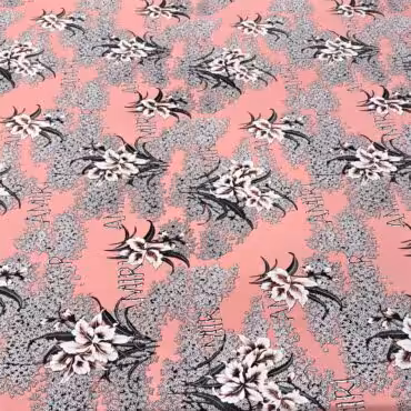 karbowana tkanina sygnowana wiskoza z acetatem kwiaty rozB