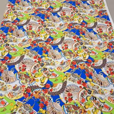 kolorowy jedwab markowy cienka krepa wachlarze i rozeB