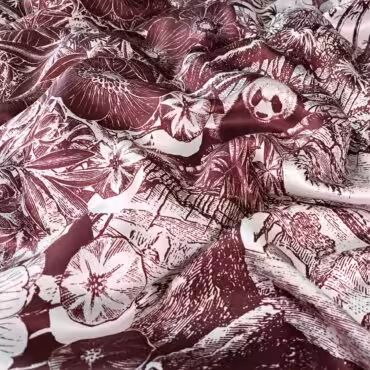 jedwab premium baklazanowy pandy na egzotycznej roslinnosciA