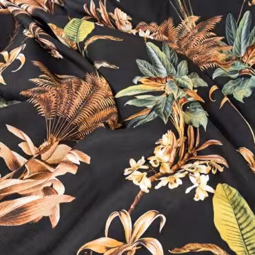 ramia wzor rosliny tropikalne czarna z wiskozaA