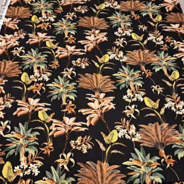 ramia wzor rosliny tropikalne czarna z wiskozaB