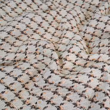 chanelka wiskozowa wzor pepitka ivory z brzoskwiniaA