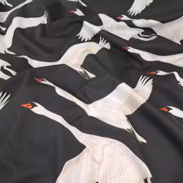 tkanina w ptaki labedzie bawelna z wiskozaA