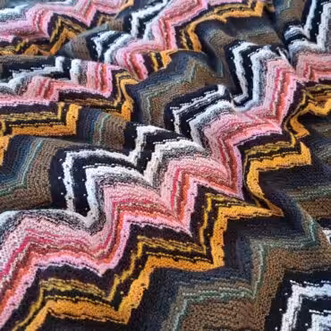 dzianina sweterkowa w kolorowe zygzaki welna z domieszkaA