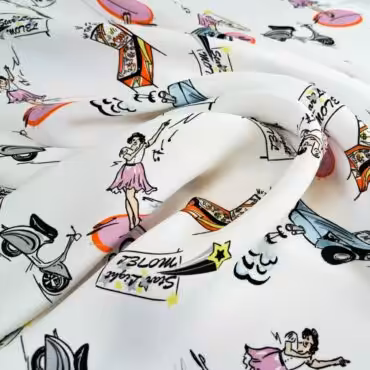 wiskoza biala w kolorowe wzory pop artA