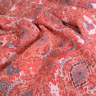 wiskoza we wzory krepo-zorzeta koralowy rozA