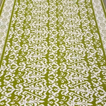 wiskoza z bawelna wzor z bordiura zielony oliwkowyB
