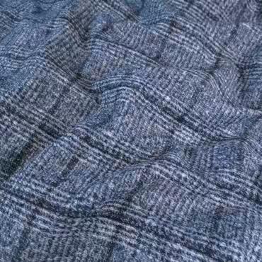 dzianina welna z dodatkami sweterkowa krata zgaszony niebieskiA