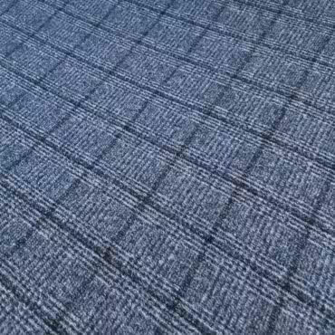 dzianina welna z dodatkami sweterkowa krata zgaszony niebieskiB