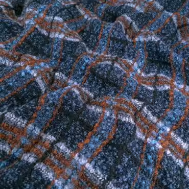 tkanina bukla welna z domieszka niebieska wzor krataA