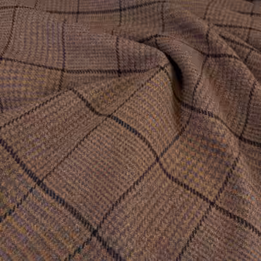 tkanina w krate welna plaszczowa cynamonowy brazA