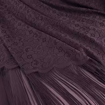 koronka z fredzlami kwiaty sliwkowy fiolet panel 120cmA