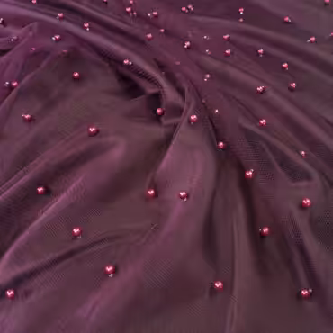 tiul z koralikami elastyczny jagodowy fioletB