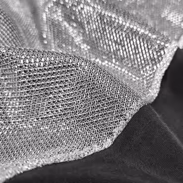 błyszcząca dzianina srebrna metalik wieczorowa fakturowana elastyczna