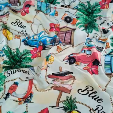 jedwab w kolorowe wzory summer good vibes krepa crepe de chine