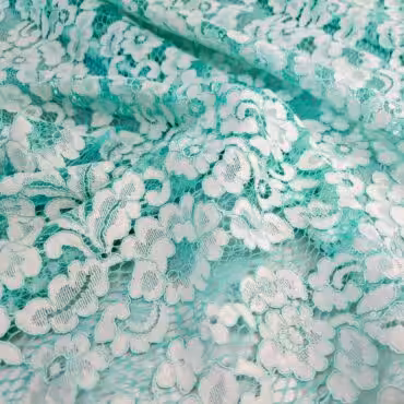 koronka bawełniana miętowa jasna wykończona wzór kwiaty