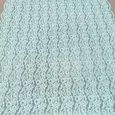 koronka wzór kwiaty bawełniana miętowa jasna wykończona