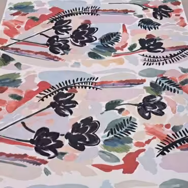 miękka organza jedwab z bawełną wzór kwiaty akwarele