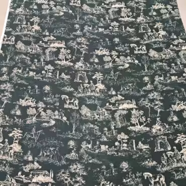 zwiewny jedwab naturalny wzór scenki rodzajowe pełna szerokość tkaniny