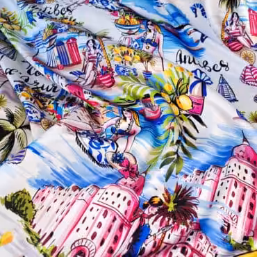 kolorowy jedwab we wzory saint tropez satyna