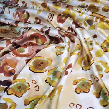 jedwab z elastanem wzór cętki zielone satyna